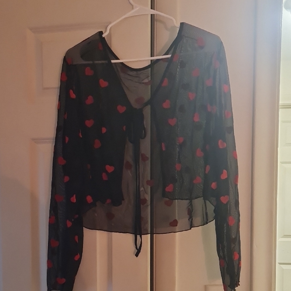 SHEIN Black and Red Heart Camisole